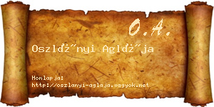 Oszlányi Aglája névjegykártya